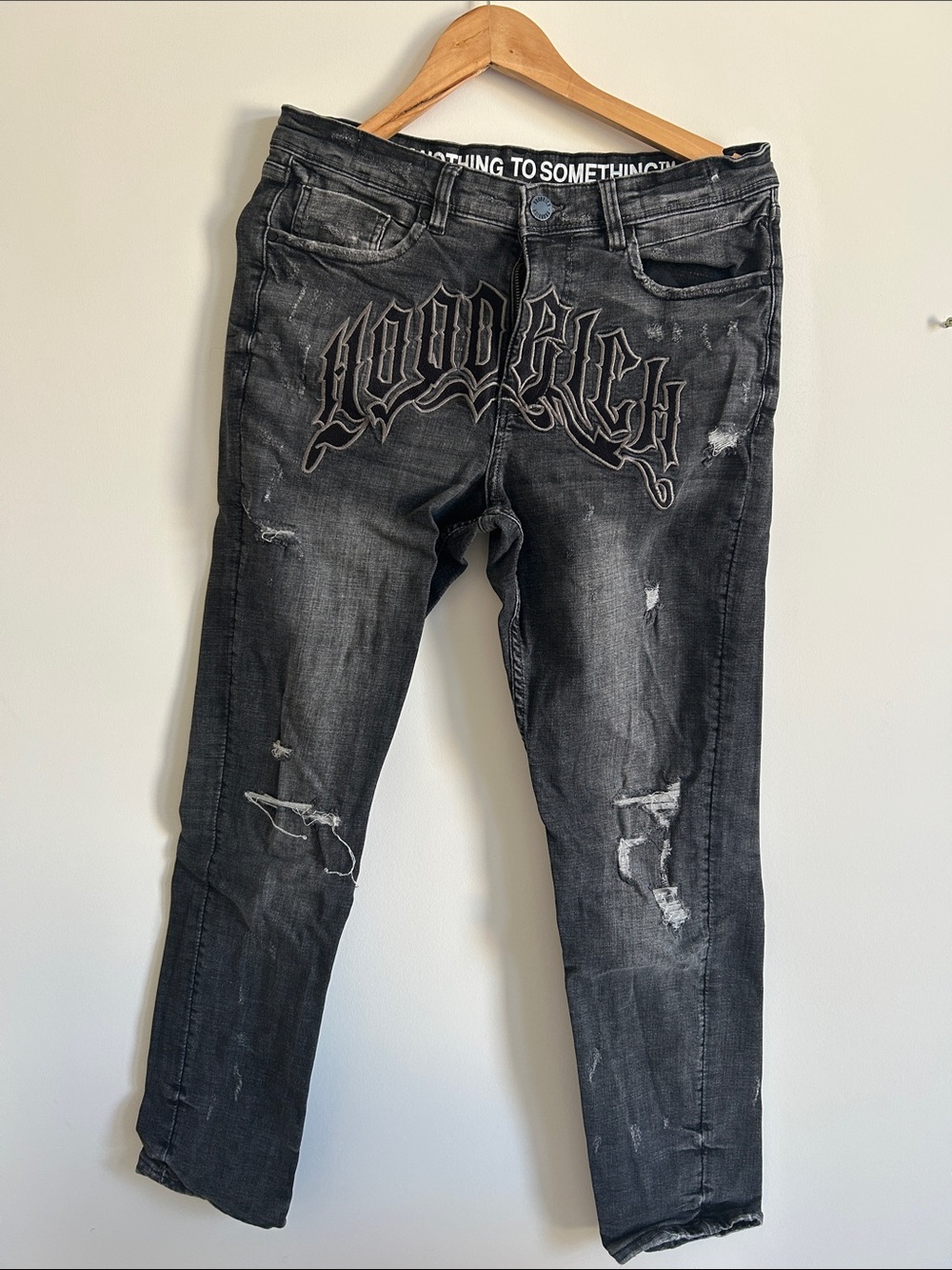 Men's HOODRICH Slim Straight Distressed Jeans - Black/Grey